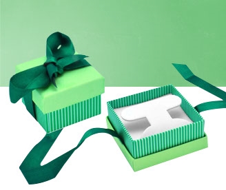Green Stripe Ribbon Boxes