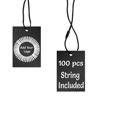 Matte Black Custom Hang Tag Square - 1-1/4" x 1-7/8" (100 pcs)