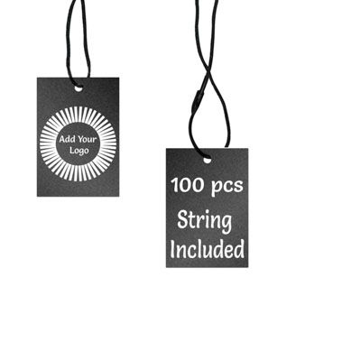 Shimmer Black Custom Hang Tag Square - 1-1/4" x 1-7/8" (100 pcs)