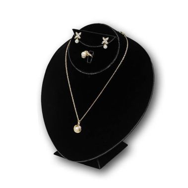 Black Velvet Jewelry Necklace / Ring / Earring Combination Display Bust