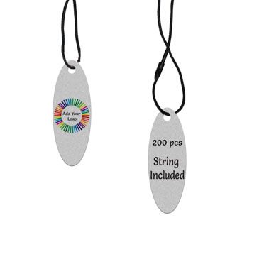 Smoke Grey Custom Hang Tag- Oval - 1-3/4" x 1/2" (200 pcs)