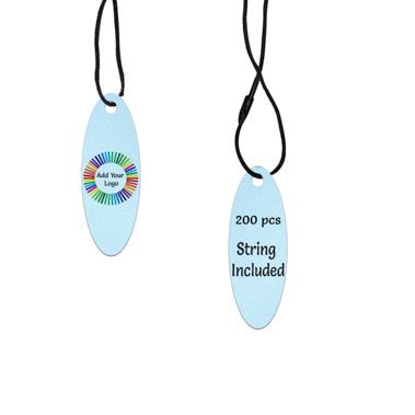 Shimmer Blue Custom Hang Tag- Oval - 1-3/4" x 1/2" (200 pcs)