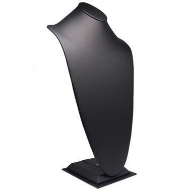 Black Leatherette Jewelry Necklace Display Stand, 22" Tall