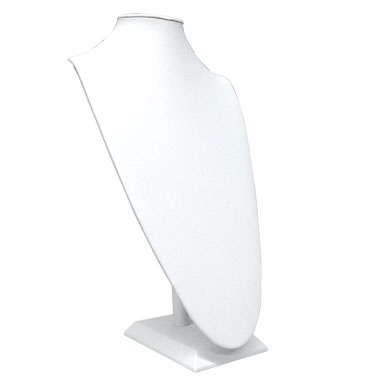 White Leatherette Jewelry Necklace Display Stand, 18" Tall
