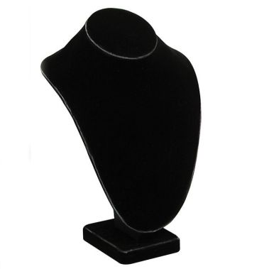 Black Velvet Jewelry Necklace Display Bust, 11" Tall