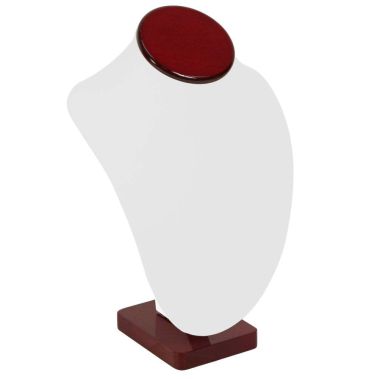 Red Rosewood Jewelry Necklace Display Bust, 11" Tall
