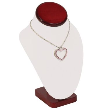 Red Rosewood Jewelry Necklace Display Bust, 6-1/4" Tall