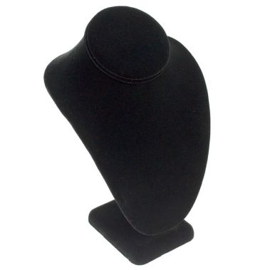 Black Velvet Jewelry Necklace Display Bust, 10" Tall