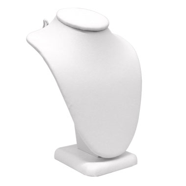 White Leatherette Jewelry Necklace Display Bust, 10" Tall