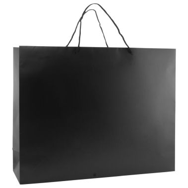 Premium Matte Black Eurotote Laminate Shopping Bags - 20" x 6" x 16"