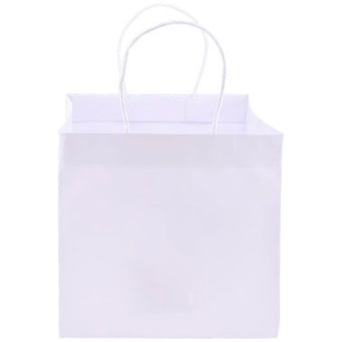 White Kraft Wide Gusset Takeout Bags 10.25" x 10" x 10"