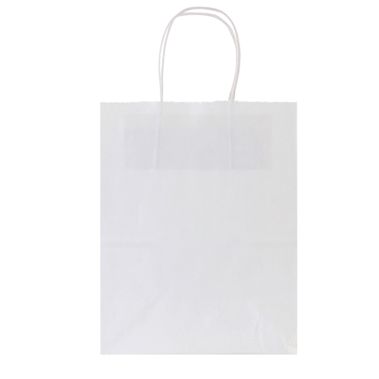 White Kraft Paper Shopping Bags 8.4" x 4.5" x 10.25"