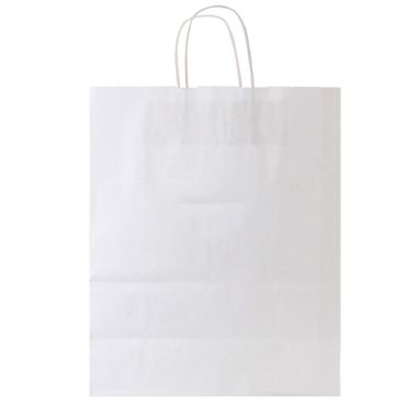 White Kraft Paper Shopping Bags 13" x 6" x 16"
