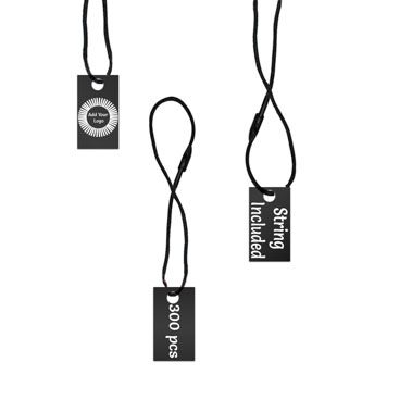 Matte Black Custom Hang Tag Rectangle - 1" x 1/2" (300 pcs)