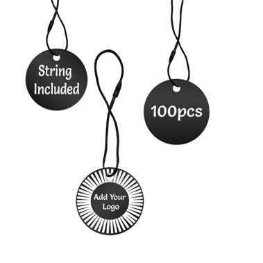 Matte Black Custom Hang Tag - Circle - 1-1/2" dia. (100 per pack)