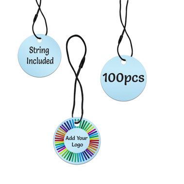 Shimmer Blue Custom Hang Tag - Circle - 1-1/2" dia. (100 per pack)