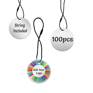 Shimmer Silver Custom Hang Tag - Circle - 1-1/2" dia. (100 per pack)