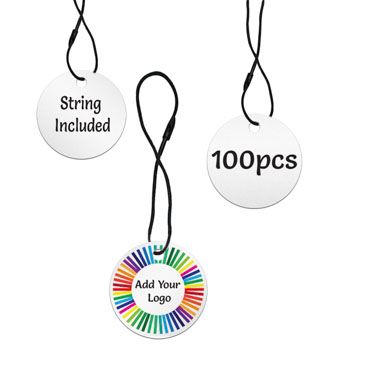 Shimmer White Custom Hang Tag - Circle - 1-1/2" dia. (100 per pack)