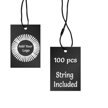 Matte Black Custom Hang Tag Rectangle - 1" x 2" (100 pcs)