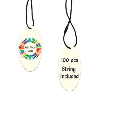 Ivory Custom Hang Tag - Oval - 1" x 2" (100 pcs)