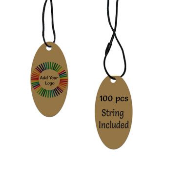 Kraft Custom Hang Tag - Oval - 1" x 2" (100 pcs)