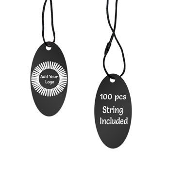 Matte Black Custom Hang Tag - Oval - 1" x 2" (100 pcs)