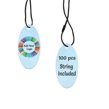 Shimmer Blue Custom Hang Tag - Oval - 1" x 2" (100 pcs)