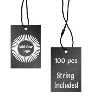 Shimmer Black Custom Hang Tag Rectangle - 1" x 2" (100 pcs)