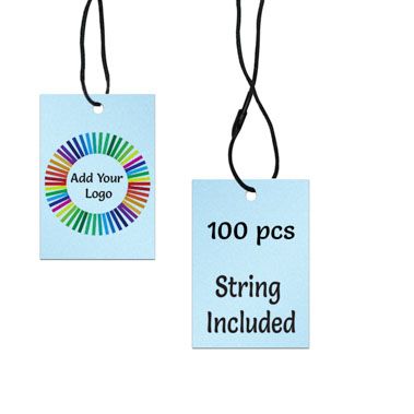 Shimmer Blue Custom Hang Tag Rectangle - 1" x 2" (100 pcs)