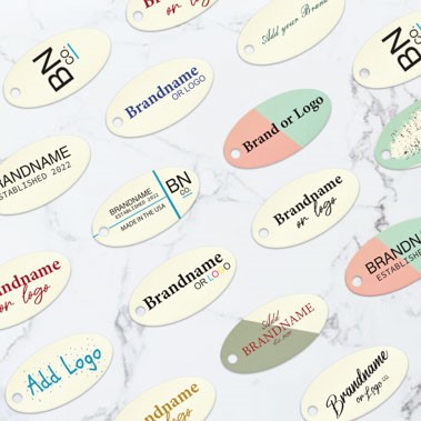 Shimmer White Gold Custom Hang Tag - Oval - 1" x 2" (90 pcs)