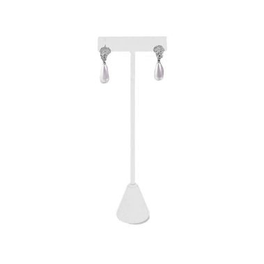 White Leatherette Jewelry Earring T Stand, 6-3/4" Tall