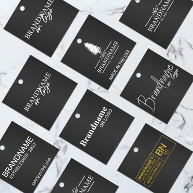 Matte Black Custom Hang Tag Square - 2" x 2" (96 pcs)