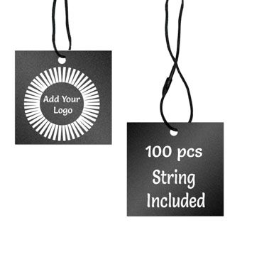 Shimmer Black Custom Hang Tag Square - 2" x 2" (100 pcs)