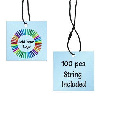 Shimmer Blue Custom Hang Tag Square - 2" x 2" (100 pcs)