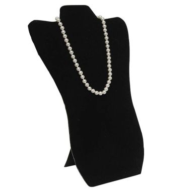 Black Velvet Curved Jewelry Necklace Easel, 14" Tall
