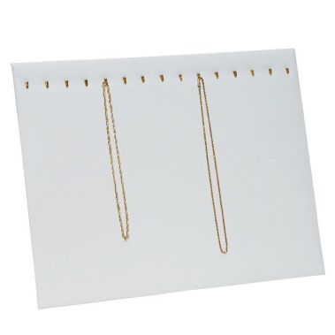 White Leatherette 15 Hook Jewelry Chain or Necklace Board