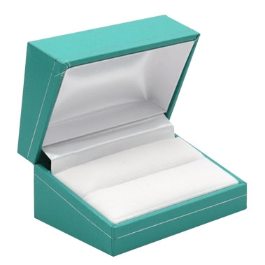 Teal Leatherette Jewelry Double Ring Gift Boxes