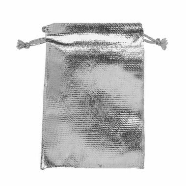 Metallic Silver Drawstring Gift Pouches, 1-3/4" x 2", 12 Per Pack