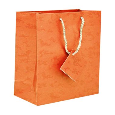 Orange Copper Paper Tote Gift Shopping Bags, 4" x 2-3/4" x 4-1/2"