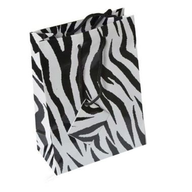 Zebra Print Gift Shopping Tote Bags with Handle, 4-3/4" x 2-1/2" 6-3/4"