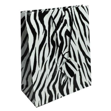 Zebra Print Gift Shopping Tote Bags with Handle, 7-3/4" x 4" x 9-3/4"