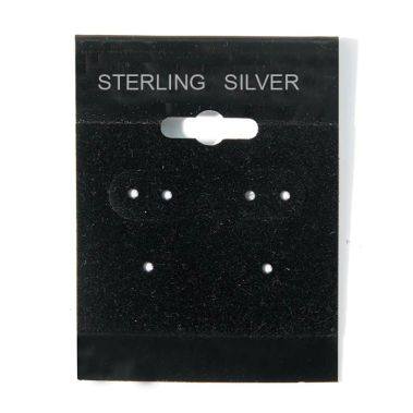Black 1-1/2" x 2" "Sterling Silver" Jewelry Earring Cards, 100 Per Pack