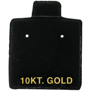 Black Vinyl "10 KT. Gold" Jewelry Earring Puff Pad Cards, 100 Per Pack