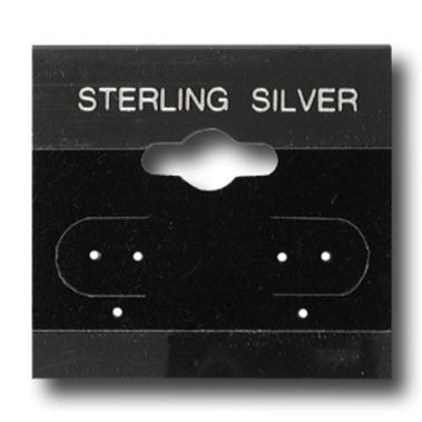 Black Plastic "Sterling Silver" Jewelry Earring Cards, 100 Per Pack