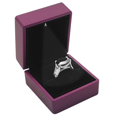 Purple Soft Touch Lighted Ring Box