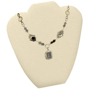 Beige Linen Jewelry Necklace Display Easel, 8-5/8" Tall