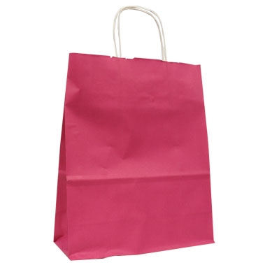 Hot Pink Kraft Paper Gift Shopping Bags, 9-3/4" x 4-3/4" x 12-1/4"