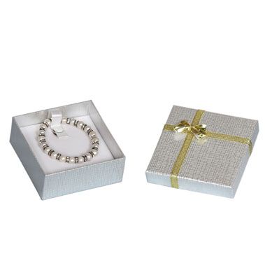 Silver Linen Bow Tie Jewelry Bangle Gift Packaging Boxes