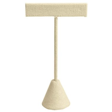 Beige Linen Jewelry Earring T Stand, 6-3/4" Tall