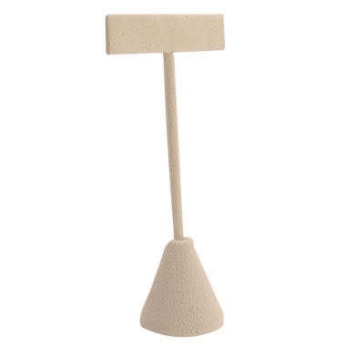 Beige Faux Suede Jewelry Earring T Stand, 4-3/4" Tall